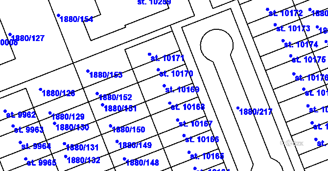 Parcela st. 10169 v KÚ Hodonín, Katastrální mapa