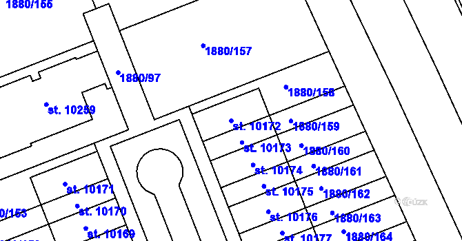 Parcela st. 10172 v KÚ Hodonín, Katastrální mapa