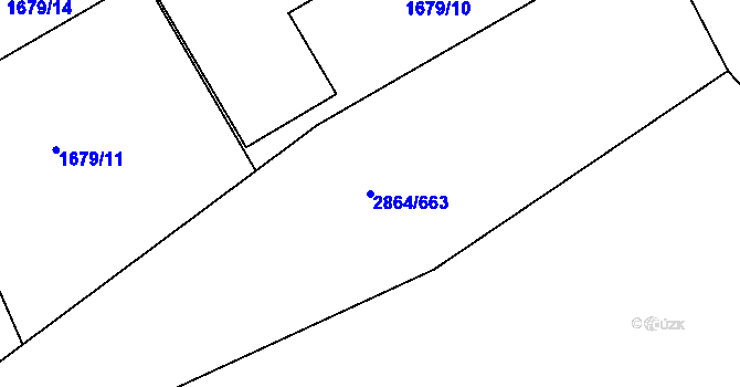 Parcela st. 2864/663 v KÚ Hodonín, Katastrální mapa