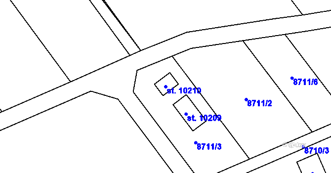 Parcela st. 10210 v KÚ Hodonín, Katastrální mapa