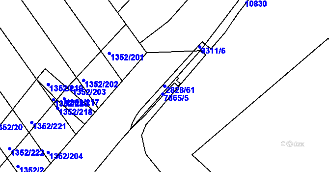 Parcela st. 2828/61 v KÚ Hodonín, Katastrální mapa