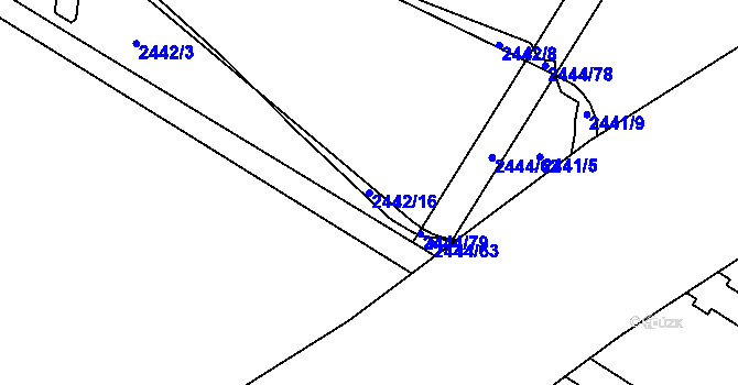 Parcela st. 2442/16 v KÚ Hodonín, Katastrální mapa