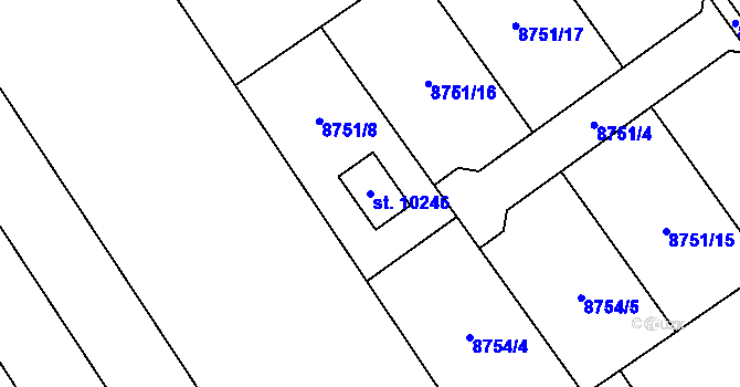 Parcela st. 10246 v KÚ Hodonín, Katastrální mapa