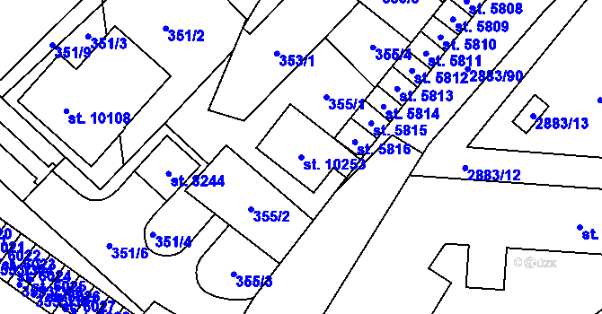 Parcela st. 10253 v KÚ Hodonín, Katastrální mapa
