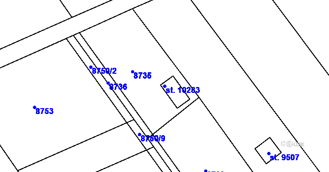 Parcela st. 10283 v KÚ Hodonín, Katastrální mapa