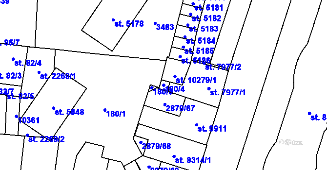 Parcela st. 180/4 v KÚ Hodonín, Katastrální mapa