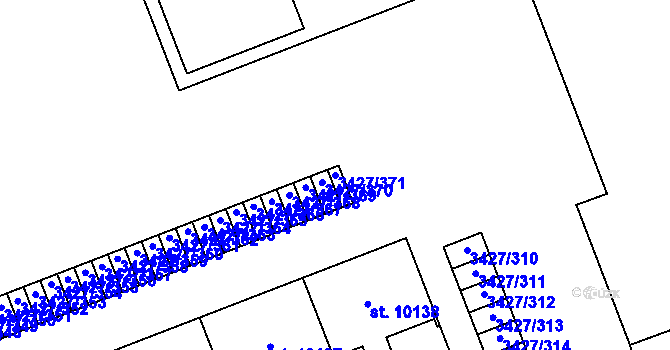 Parcela st. 3427/371 v KÚ Hodonín, Katastrální mapa