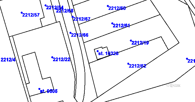 Parcela st. 10326 v KÚ Hodonín, Katastrální mapa