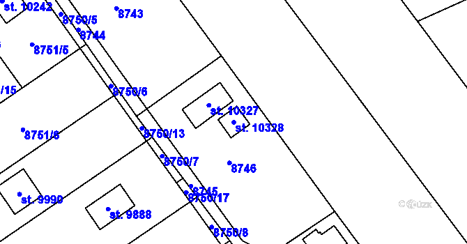 Parcela st. 10328 v KÚ Hodonín, Katastrální mapa