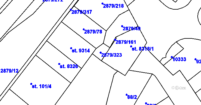 Parcela st. 2879/323 v KÚ Hodonín, Katastrální mapa