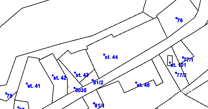 Parcela st. 44 v KÚ Hodov, Katastrální mapa