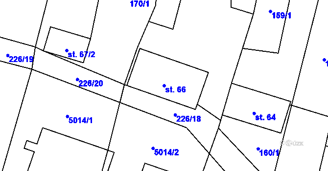 Parcela st. 66 v KÚ Hodov, Katastrální mapa