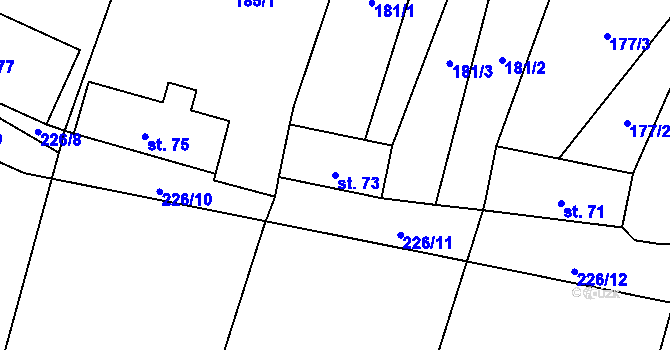 Parcela st. 73 v KÚ Hodov, Katastrální mapa