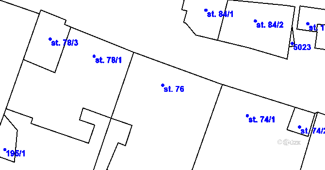 Parcela st. 76 v KÚ Hodov, Katastrální mapa