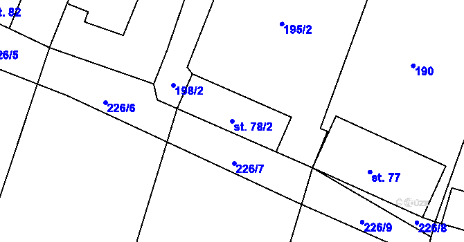 Parcela st. 78/2 v KÚ Hodov, Katastrální mapa