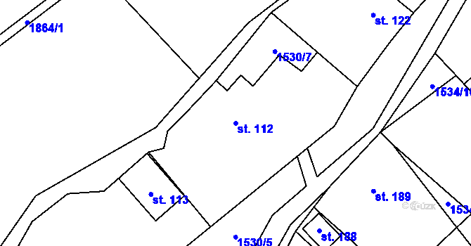 Parcela st. 112 v KÚ Hodov, Katastrální mapa