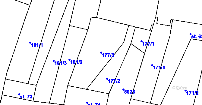 Parcela st. 177/3 v KÚ Hodov, Katastrální mapa