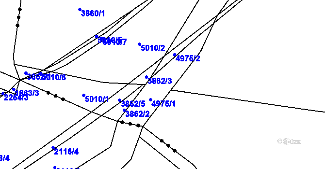 Parcela st. 4975 v KÚ Hodov, Katastrální mapa