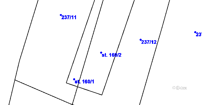 Parcela st. 160/2 v KÚ Hodov, Katastrální mapa