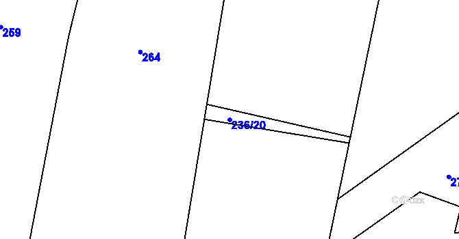 Parcela st. 236/20 v KÚ Hodov, Katastrální mapa