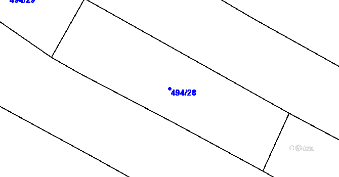 Parcela st. 494/28 v KÚ Hodov, Katastrální mapa
