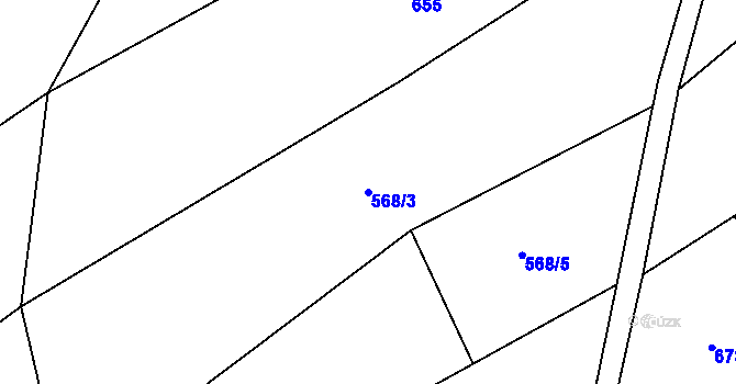 Parcela st. 568/3 v KÚ Hodov, Katastrální mapa
