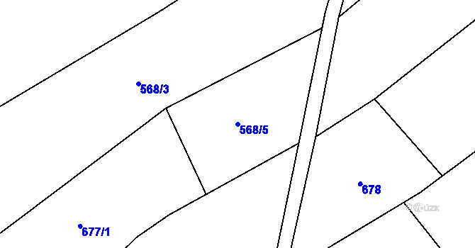Parcela st. 568/5 v KÚ Hodov, Katastrální mapa