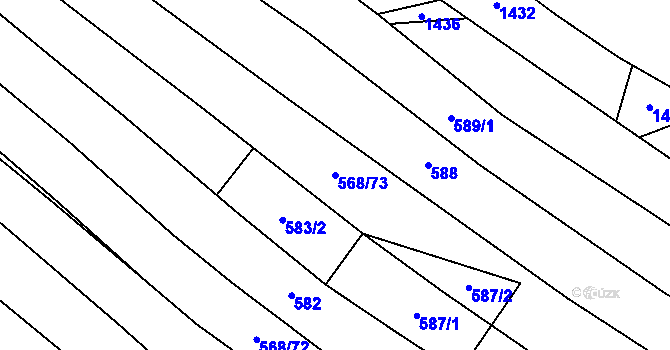 Parcela st. 568/73 v KÚ Hodov, Katastrální mapa