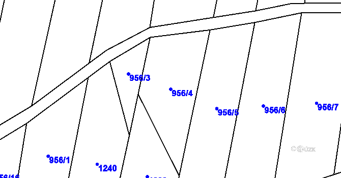 Parcela st. 956/4 v KÚ Hodov, Katastrální mapa