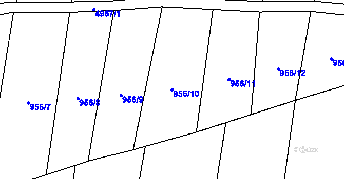 Parcela st. 956/10 v KÚ Hodov, Katastrální mapa