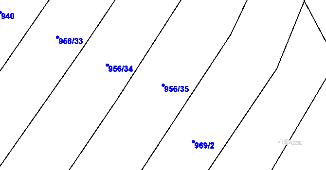 Parcela st. 956/35 v KÚ Hodov, Katastrální mapa
