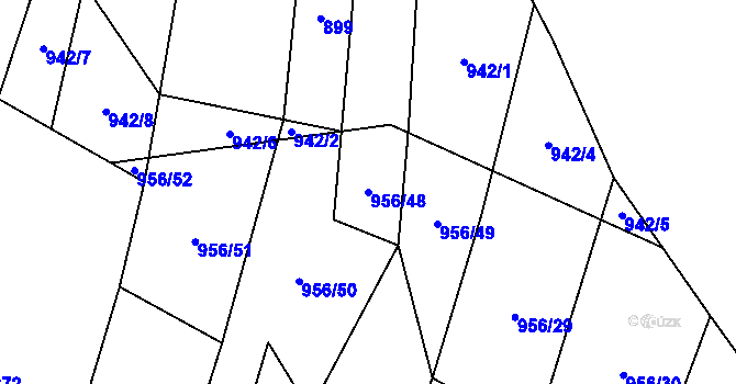 Parcela st. 956/48 v KÚ Hodov, Katastrální mapa