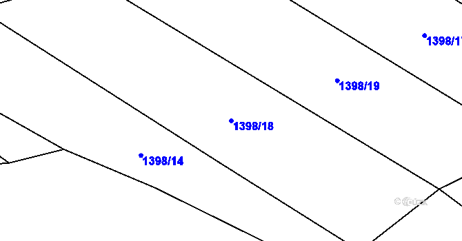 Parcela st. 1398/18 v KÚ Hodov, Katastrální mapa