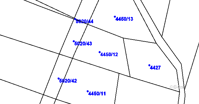 Parcela st. 4450/12 v KÚ Hodov, Katastrální mapa
