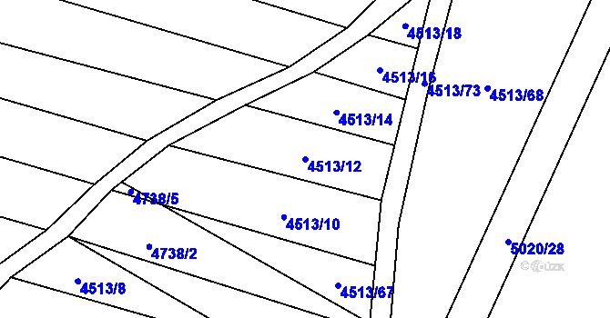 Parcela st. 4513/12 v KÚ Hodov, Katastrální mapa