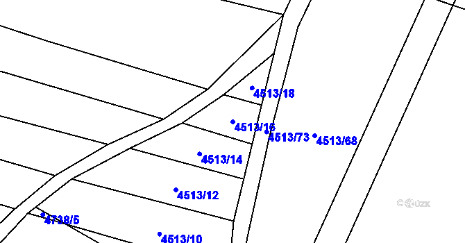 Parcela st. 4513/16 v KÚ Hodov, Katastrální mapa