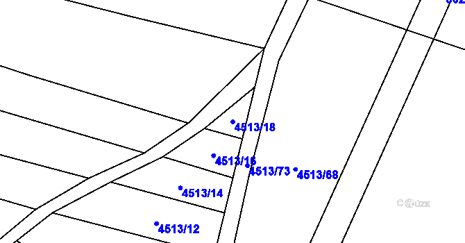 Parcela st. 4513/18 v KÚ Hodov, Katastrální mapa
