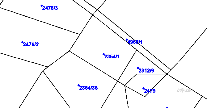 Parcela st. 2354/1 v KÚ Hodov, Katastrální mapa