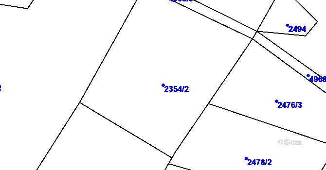 Parcela st. 2354/2 v KÚ Hodov, Katastrální mapa