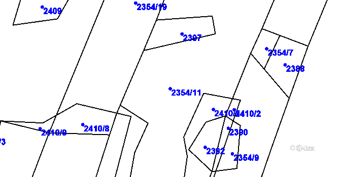 Parcela st. 2354/11 v KÚ Hodov, Katastrální mapa