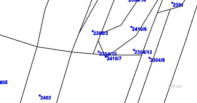 Parcela st. 2354/15 v KÚ Hodov, Katastrální mapa
