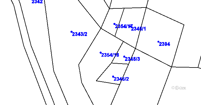 Parcela st. 2354/18 v KÚ Hodov, Katastrální mapa