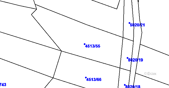 Parcela st. 4513/55 v KÚ Hodov, Katastrální mapa