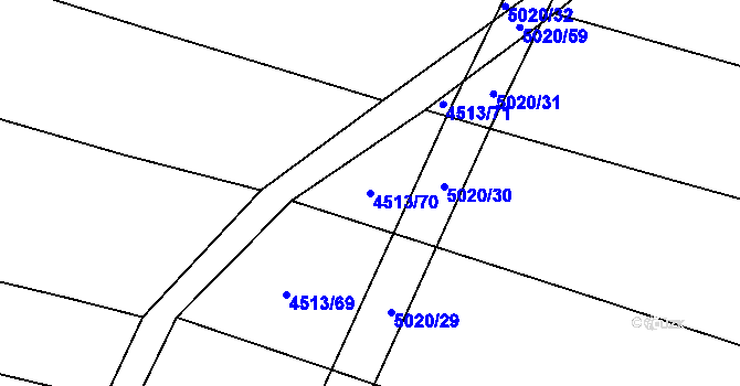 Parcela st. 4513/70 v KÚ Hodov, Katastrální mapa