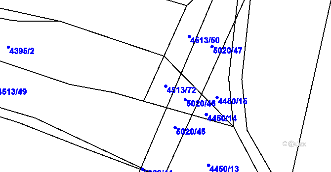 Parcela st. 4513/72 v KÚ Hodov, Katastrální mapa