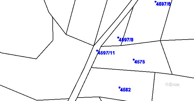 Parcela st. 4597/11 v KÚ Hodov, Katastrální mapa