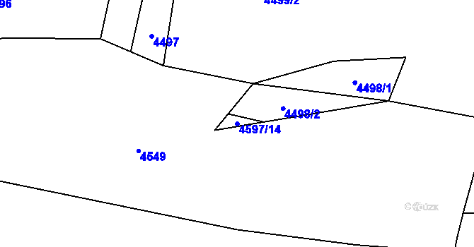 Parcela st. 4597/14 v KÚ Hodov, Katastrální mapa
