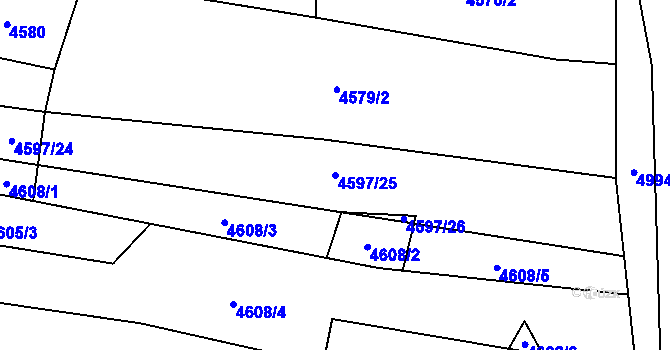 Parcela st. 4597/25 v KÚ Hodov, Katastrální mapa