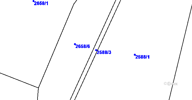 Parcela st. 2588/3 v KÚ Hodov, Katastrální mapa