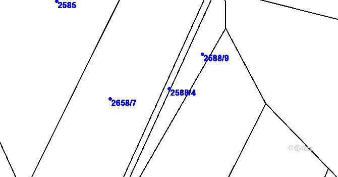 Parcela st. 2588/4 v KÚ Hodov, Katastrální mapa